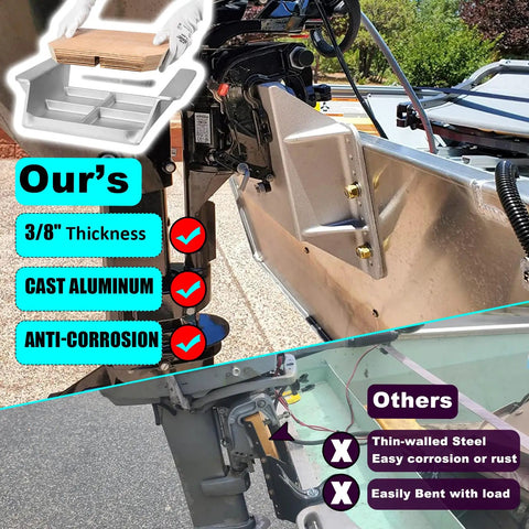 4 Inch Setback Jack Plate For Outboard Motors Up To 35HP With Wooden Mounting Block Included, Adjustable Distance Between Engine And Transom, A Beefy Ready To Go Upgrade For Skiffs, Aluminum Boats, And Inflatable Boats, Easy Clamp On Mount