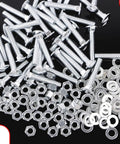Heavy Duty 50 Piece Bench Slat Replacement Kit Featuring Galvanized M6x35mm Bolts For Metal Frame Outdoor Seating Built Tough As Nails Fits 17 To 21 mm Wood Planks, showcasing M6 bolts and washers.