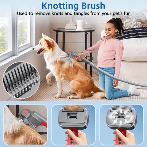 Pet Grooming Attachment Kit For Vacuum Cleaners V7 Through V15 Not For V6 Deshedding Brush For Dogs And Cats in use on dog