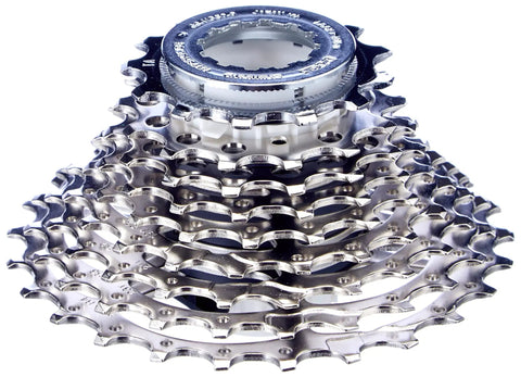 Tiagra HG50 9-Speed Cassette With 12-25 Teeth Sprockets, Hyper Glide Design, showing contoured shift gates and close ratio gearing.