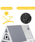 Large Triangle Chicken Coop With Run For 4-6 Chickens, featuring waterproof roof for sun and rain protection.
