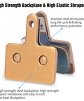 Close-up of Bulk 25 Pairs Sintered Metal Disc Brake Pads for Ebikes showing high strength steel backplane and shrapnel.