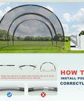 Backyard Baseball And Softball Batting Cage With Frame And Net, 22 By 13 By 9 Feet, Durable Fiberglass Poles installation guide