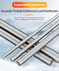 Pro Grade TR8x2 Lead Screw Paired With Precision Brass Nut, 150mm Corrosion Resistant Stainless Steel Threaded Rod For Cnc Machining And Stepper Motors, Built Tough No Sweat Assembly Slick Operation, close-up of multiple threaded rods.