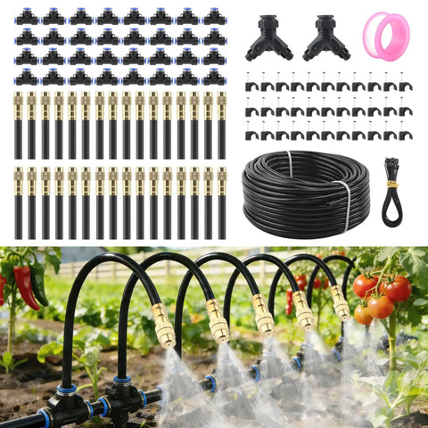 Comprehensive 40 Nozzles Drip Irrigation Kit Plug And Play With No Fuss Setup 200 Ft Hose For Yard And Garden, misting plants