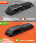 Before and after of cracked and new windshield rest from Hood Stop Bumpers and Windshield Rest Kit For Quiet Hood Stability And Hood Flutter Fix With Rattle Free Driving OE Spec Replacement 68307300AC 2 Pieces Fits Many Cars And SUVs Easy Install.