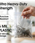 4 By 6 Inch Plastic Zip Bags Extra Heavy Duty 6 Mil Clear Reclosable Zip Top Storage Bags 1000 Count For Parts And Tools Organization Shipping Packaging And Small Item Storage, held with metal parts