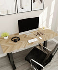 Built Tough Hella Sturdy Chevron Butcher Block Countertop 72 By 25 By 1.5 Inches Unfinished Acacia Solid Wood Table Top with desk setup.