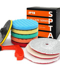 Ten Piece Polishing Pads Kit With Seven Inch Foam Buffing Pads For Car Waxing And Polishing Includes Five Varied Roughness Pads