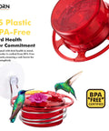 Window Hummingbird Feeder Three Pack With Strong Suction Cup And Stainless Steel Base, 3 Feeding Ports, BPA Free