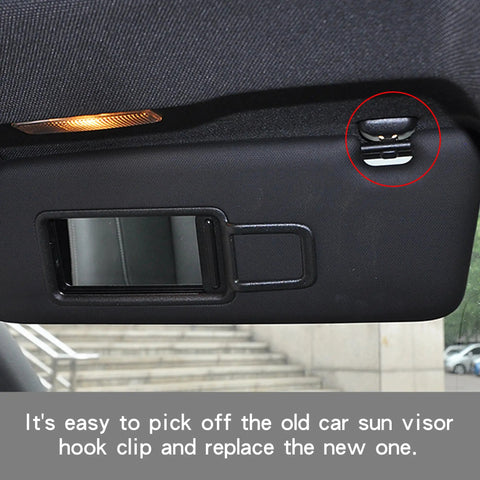 2 Pack Upgraded Inner Sun Visor Clips For Audi Durable Visor Holder Hooks Installed in Car, Shows Replacement Process