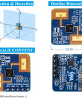 24GHz MmWave Human Motion Sensor With FMCW Radar For Real Time Body Detection, Compatible With Raspberry Pi, Pi Pico, Jetson Nano, And ESP32, S3KM1110 module with dimensions and tech specs visible