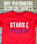 Red T-shirt with 'Stars & Stripes' design using HTV Heat Transfer Vinyl Bundle For T Shirts 10x12 Inch Sheets 12 Pack