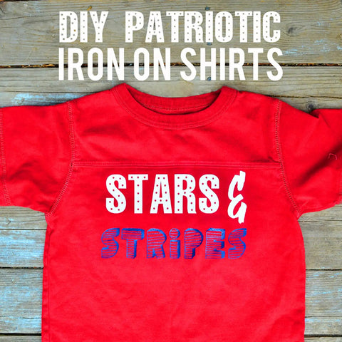 Red T-shirt with 'Stars & Stripes' design using HTV Heat Transfer Vinyl Bundle For T Shirts 10x12 Inch Sheets 12 Pack
