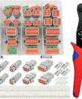 Pro Grade Deutsch DT Connector Kit With Ratcheting Crimper For Automotive Wiring, 216 Piece Set including connectors and tools