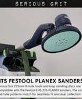 Heavy Duty 9-Hole 40 Grit Drywall Sanding Discs For Festool Planex LHS 225 Sanders with green pad and dust control holes