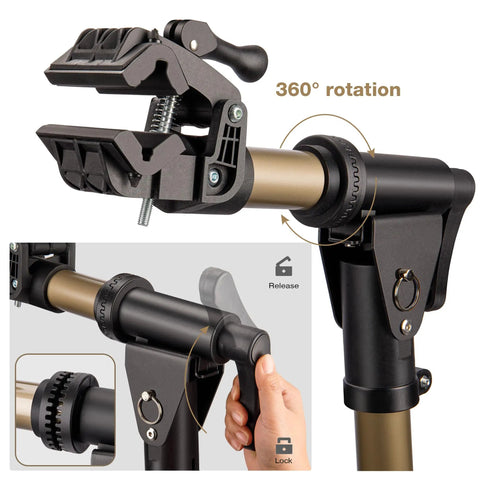 E Bike Repair Stand With 360 Degree Clamp Heavy Duty Work Stand For Road And Mountain Bikes 88 Lb Capacity Rotating Clamp