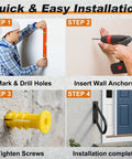 Step-by-step guide for Compact U Shaped Pipe Grab Handle Wall Mount For 1 To 2 Steps installation on wall.