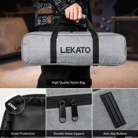 Grab-And-Go Guitar Pedalboard With Built-In Power Supply carrying bag, nylon material, zipper details, black handles