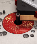 Corner Radius And Chamfer Router Jig With 8 Slick Profiles, Built-In Storage, And Dual Bearing 1/2 Inch Router Bit in use on table