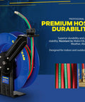 Retractable Welding Hose Reel With Twin Oxygen And Acetylene Rubber Hoses Heavy Duty Steel Arm Three Hundred PSI Rating
