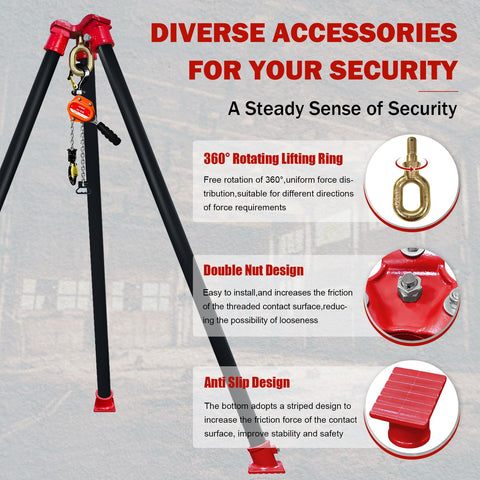Beefy 2200 Lbs Capacity Tripod Head and Base Set With 360 Degree Rotation Ring showcasing anti-slip design features
