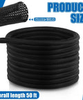 Built Tough For Your Ride 50 Ft Split Wire Loom Tubing Flame Retardant Braided Cable Sleeving with 0.5 Inch Diameter.