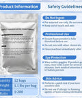 High Output Foam Powder For Bubble Machines 12 Pack 1 Pound Each Makes 26 Gallons Per Packet Ideal For Parties Weddings Outdoor Events Camps And Concerts Thick Long Lasting Foam Water, product information and safety guidelines displayed.