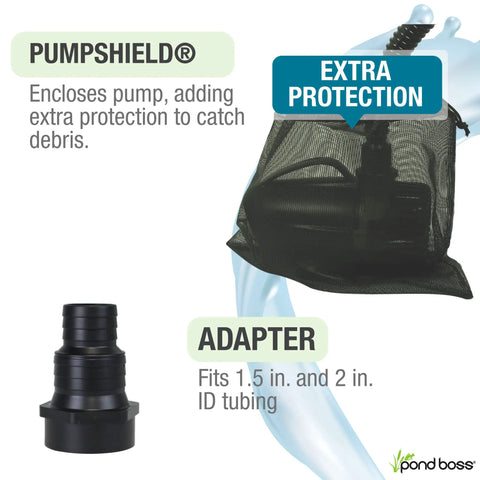 Heavy Duty 3600 GPH Pond Waterfall Pump With 170W Low Energy Power ETL Listed Premium Ceramic Shaft And Flex Impeller featuring PumpShield and adapter fittings