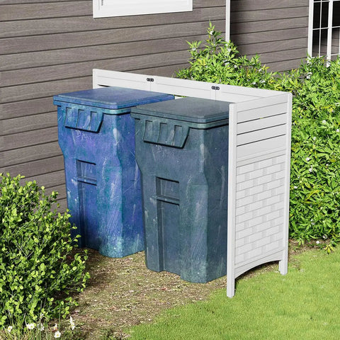 Outdoor Privacy Screen For Air Conditioner Unit With Four Panels, Trash Can Enclosure And Pool Equipment Shield, Resin Fence Kit