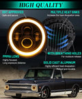 Beefed Up 7 Inch LED Headlights 2 Pack Round Projector Halo With Hi Lo Beam And Amber DRL Turn Signal DOT Approved