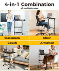 Adjustable Sit Stand Rolling Desk Built Tough With Slick Gliding Wheels And Multi Level Height Tuning for various uses in classroom and living spaces.