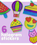Ultimate Diamond Art Kit For Kids 6-12 3000+ Sparkly Gems For Unicorns, Rainbows, Rockets And More All In One Craft Set For Creative Boys And Girls Perfect Birthday Gift And Classroom Activity. 6 hologram stickers with gem designs