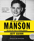 Cover image of The Life And Times Of Charles Manson By Jeff Guinn, showing a young Charles Manson with yellow accents.