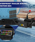 7 Way Trailer Junction Box Weatherproof 7 Pin Wiring Box With Color Coded Wires for RV Camper Trailer in rain