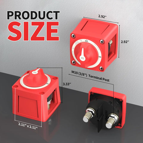 Tough As Nails Built To Last Heavy Duty Waterproof Boat Battery Disconnect Switch 12V 48V Power Kill Switch with size details