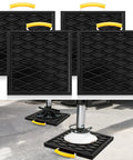 Four Piece Heavy Duty RV Jack Pads With Easy Grip Handles 12 X 12 X 1 Inch durable stabilizer blocks for leveling under camper.