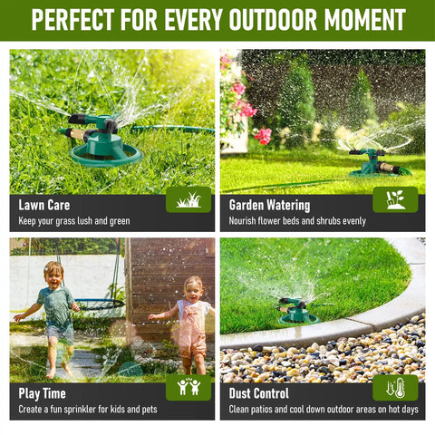 Automatic 360 Rotating Lawn Sprinkler For Large Yard Coverage With Dual Spray Modes And Water Saving Design No Fuss Setup