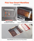 No Hassle Automatic Powder Filler And Bag Sealer, Precision Digital Scale Packing System for Coffee Beans, adjustable baffle and visual window.