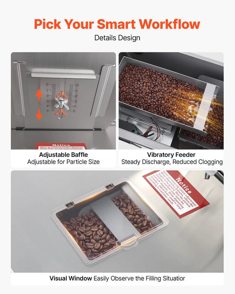 No Hassle Automatic Powder Filler And Bag Sealer, Precision Digital Scale Packing System for Coffee Beans, adjustable baffle and visual window.