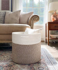 Cozy Cotton Rope Blanket Basket With Built In Handles, 15.8 X 15.8 X 13.8 Inches in a cozy living room setting