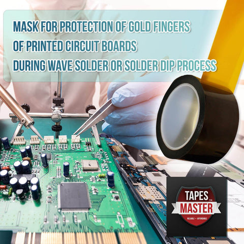 Pro Grade One Eighth Inch Polyimide Kapton High Temperature Tape on circuit board during soldering process
