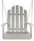 Front view of Westport Adirondack Single Seat Porch Swing Harbor Gray For One Person Classic Outdoor Swing with ergonomic design.