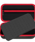 Durable Custom-Fit Storage Case For Thermal Imaging Cameras With DIY Foam Sponge Snug Fit For HF96 F2W AMPBANK H128 TOPDON TC004 Mini TC004 TC005 FOXWELL RT280 FLIR TG165-X And More Case Only, black with red accents, open view