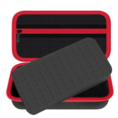 Durable Custom-Fit Storage Case For Thermal Imaging Cameras With DIY Foam Sponge Snug Fit For HF96 F2W AMPBANK H128 TOPDON TC004 Mini TC004 TC005 FOXWELL RT280 FLIR TG165-X And More Case Only, black with red accents, open view