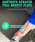 Hands using 24 Inch Tile Trowel With 2x5 Inch Square Notches For Large Tile Flooring And Tiling Masonry Hand Trowel Durable Aluminum Frame Stainless Steel Notched Spreader DIY Friendly For Concrete Adhesive And Plaster Projects on tile surface.