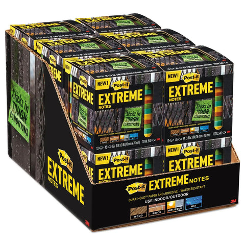 Extreme Weather Sticky Notes 3x3 Inch 45 Sheets Per Pad 3 Pads Pack Water Resistant Indoor Outdoor Removable Sticks In Heat Or Cold