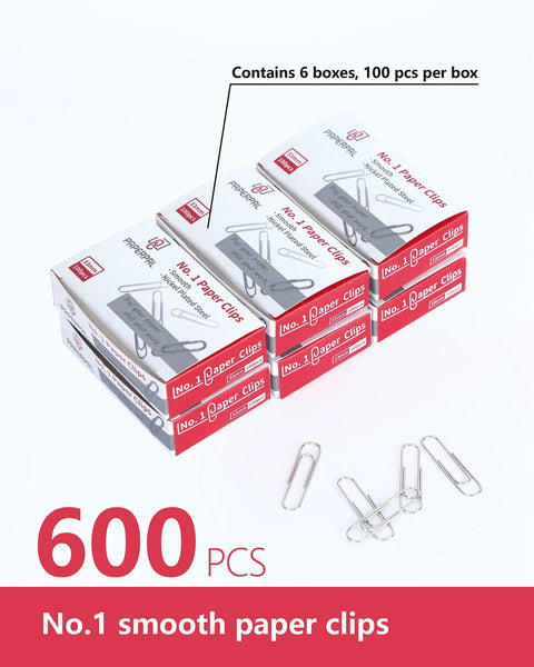 Durable Anti Rust Silver Paper Clips For Office School And Home Use One Point Three Inch Medium Clips 600 Count In Six Boxes