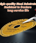 Front view of a gold 4-1/2 inch electroplated diamond grinding wheel for angle grinders