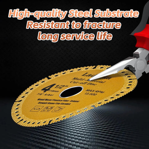 Front view of a gold 4-1/2 inch electroplated diamond grinding wheel for angle grinders